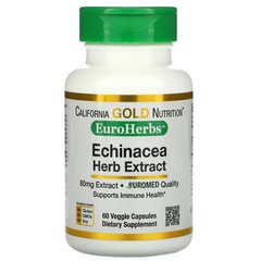California Gold Nutrition, EuroHerbs, екстракт ехінацеї, 80 мг, 60 вегетаріанських капсул (CGN-01817), фото