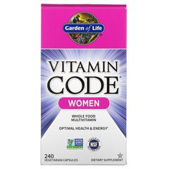 Garden of Life, Vitamin Code Women, мультивитамины из цельных продуктов для женщин, 240 вегетарианских капсул (GOL-11417), фото