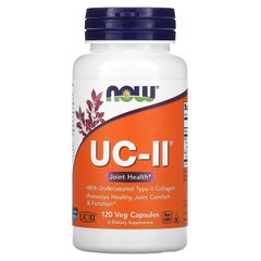 Now Foods, UC-II, добавка для здоров'я суглобів, неденатурований колаген типу II, 120 рослинних капсул (NOW-03136), фото