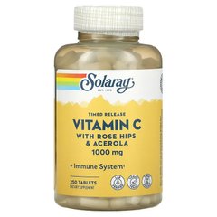 Solaray, вітамін C з повільним вивільненням, з шипшиною та ацеролою, 1000 мг, 250 таблеток (SOR-04454), фото