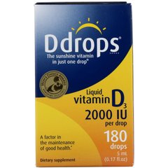 Вітамін Д3, Ddrops, 2000 МО, (5 мл), 180 крапель (DDP-00009), фото