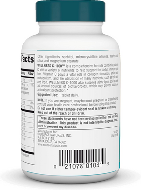 Витамин С-1000, Wellness, Source Naturals, 50 таблеток (SNS-01031), фото