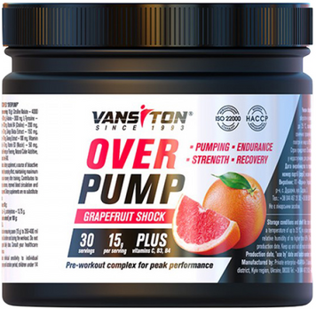 Vansiton, Передтренувальний комплекс OVERPUMP, грейпфрутовий шок, 450 г (VAN-59290), фото