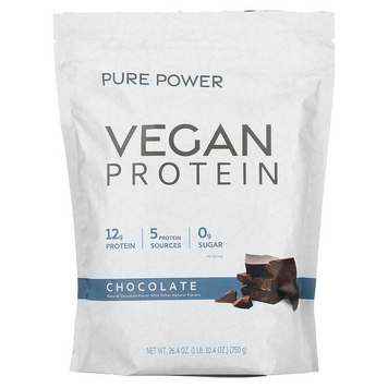Dr. Mercola, Pure Power, веганский протеин, со вкусом шоколада, 750 г (MCL-01536), фото