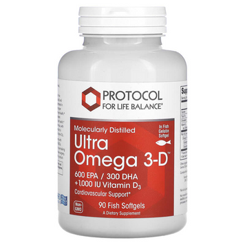 Protocol for Life Balance, Ultra Omega 3-D, 90 рыбных капсул (PRT-11663), фото