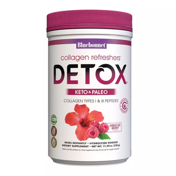 Колаген з детокс ефектом, смак ягід і гібіскуса, Collagen Refreshers DETOX Type I & III, Bluebonnet Nutrition, порошок 320 гр (BLB-01754), фото