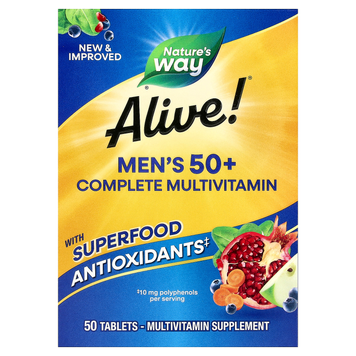 Мультивитамины для мужчин 50+ Nature's Way Alive! Men's 50+ Complete Multivitamin - 50 таблеток, фото