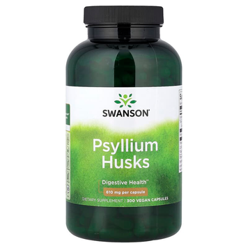 Лушпиння насіння подорожника 610 мг Swanson Psyllium Husks - 300 веганських капсул, фото