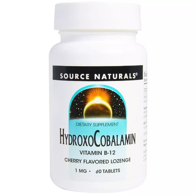 Source Naturals, Hydroxocobalamin, Витамин B12, 1 мг, гидроксокобаламин, вкус вишни, 60 таблеток (SNS-02654), фото