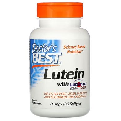 Doctor's Best, лютеїн з Lutemax 2020, 20 мг, 180 капсул (DRB-00370), фото