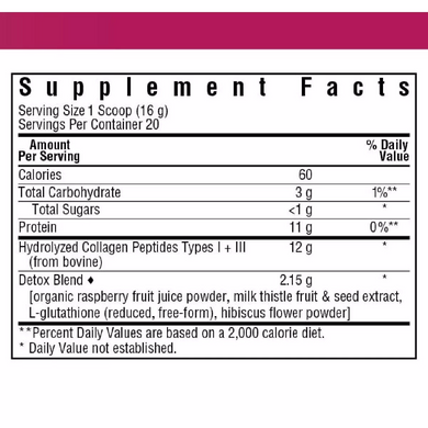 Коллаген с детокс эффектом, вкус ягод и гибискуса, Collagen Refreshers DETOX Type I & III, Bluebonnet Nutrition, порошок 320 гр (BLB-01754), фото