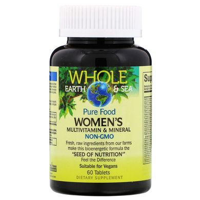 Natural Factors, Whole Earth & Sea, мультивитаминный и минеральный комплекс для женщин, 60 таблеток (NFS-35502), фото