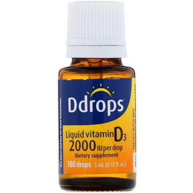 Вітамін Д3, Ddrops, 2000 МО, (5 мл), 180 крапель (DDP-00009), фото
