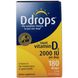 Ddrops DDP-00009 Вітамін Д3, Ddrops, 2000 МО, (5 мл), 180 крапель (DDP-00009) 1