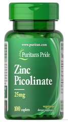 Цинк пиколинат, Zinc Picolinate, Puritan's Pride, 25 мг, 100 капсул (PTP-14261), фото