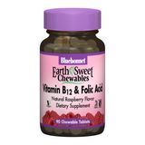 Bluebonnet Nutrition, EarthSweet, вітамін B-12 та фолієва кислота, натуральний малиновий ароматизатор, 90 жувальних пігулок (BLB-00434), фото