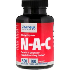 Jarrow Formulas, N-A-C, N-ацетил-L-цистеин, 500 мг, 100 вегетерианских капсул (JRW-07002), фото