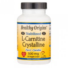 L- карнитин, L-Carnitine Crystalline, Healthy Origins, 500 мг, 90 капсул (HOG-41281), фото