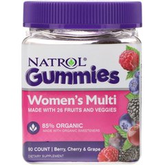 Мультивитамины для женщин, Natrol, Gummies, Women's Multi, Berry, Cherry & Grape, 90 Count (NTL-07364), фото