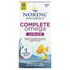 Nordic Naturals, Complete Omega, для детей от 6 до 12 лет, со вкусом лимона, 283 мг, 180 мини-капсул (NOR-02775), фото