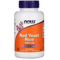 Now Foods, красный ферментированный рис, 1200 мг, 60 таблеток (NOW-03504), фото