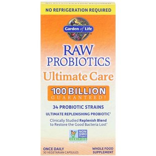 Garden of Life, RAW Probiotics Ultimate Care, 30 вегетаріанських капсул (GOL-12333), фото