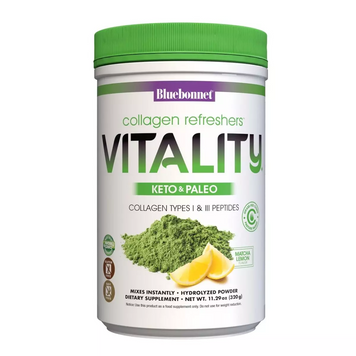 Колаген, сила бадьорості та енергії, смак лимона і матчу, Collagen Refreshers VITALITY Type I & III, Bluebonnet Nutrition, порошок 320 гр (BLB-01758), фото