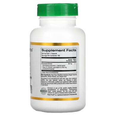California Gold Nutrition, EuroHerbs, экстракт эхинацеи, 80 мг, 180 вегетарианских капсул (CGN-01818), фото