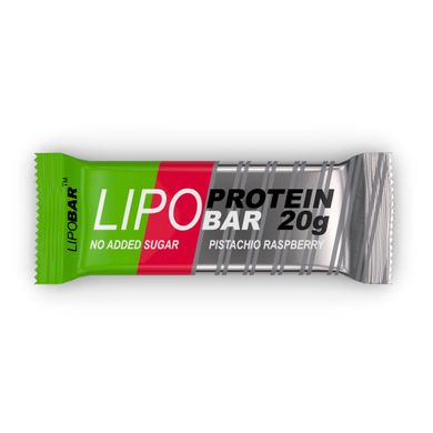 LipoBar, Безлактозний протеїновий батончик, без цукру, фісташка малина, 50 г - 1/20 (LIP-196802), фото