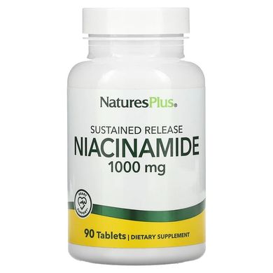 Nature's Plus, нікотинамід уповільненого вивільнення, 1000 мг, 90 таблеток (NAP-01930), фото