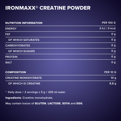 Креатин моногідрат 5000 мг IronMaxx Creatine Monohydrate Powder | без смаку - 750 г, фото