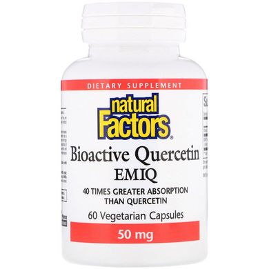 Кверцетин, Biaoctive Quercetin EMIQ, Natural Factors, 50 мг, 60 капсул (NFS-01381), фото
