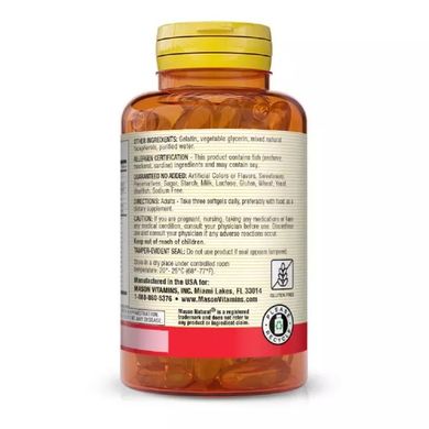 Mason Natural, Потрійна Омега 3-6-9, 1200 мг, олія риби льону та огірковика, 60 гелевих капсул (MAV-16995), фото