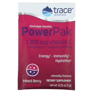 Trace Minerals Research, Electrolyte Stamina PowerPak, ягідна суміш, 30 пакетиків по 7 г (TMR-00287), фото