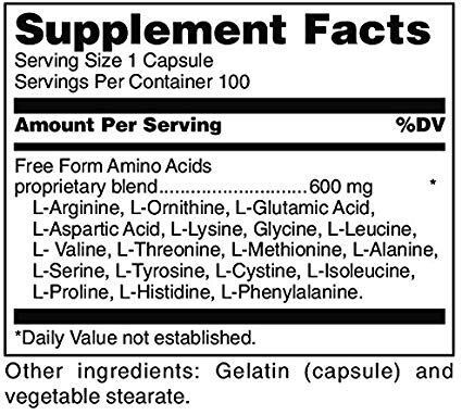 Суміш амінокислот для підтримки здоров'я, Free Form Amino Capsules, Douglas Laboratories, 100 капсул (DOU-82005), фото