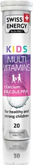 Swiss Energy, Мультивитамины с кальцием, для детей от 7 лет, KIDS Multivitamins + Calcium CH, для роста и развития, 20 растворных таблеток (SWE-32302), фото