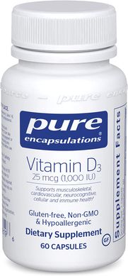 Pure Encapsulations, Вітамін Д3, 1000 МО, 60 капсул (PE-00819), фото