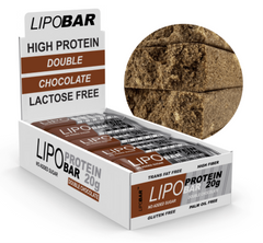 LipoBar, Безлактозный протеиновый батончик, без сахара, двойной шоколад, 50 г - 20 шт (LIP-48001), фото