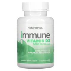 Nature's Plus, Витамин Д3 для иммунитета, 125 мкг (5,000 МЕ), 60 желатиновых капсул (NAP-41004), фото