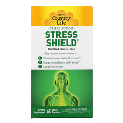 Country Life, Triple Action Stress Shield, захист від стресу потрійної дії, 60 веганських капсул (CLF-05034), фото