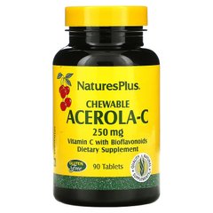 NaturesPlus, Ацерола-С, жевательные таблетки, 250 мг, 90 таблеток (NAP-02450), фото