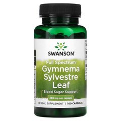 Swanson, Gymnema Sylvestre Leaf, полный спектр действия, 400 мг, 100 капсул (SWV-01983), фото