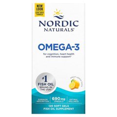 Nordic Naturals, Омега-3, лимон, 690 мг, 120 капсул (NOR-02760), фото