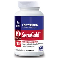 Enzymedica, SerraGold, высокоэффективная серрапептаза, 60 капсул (ENZ-26300), фото