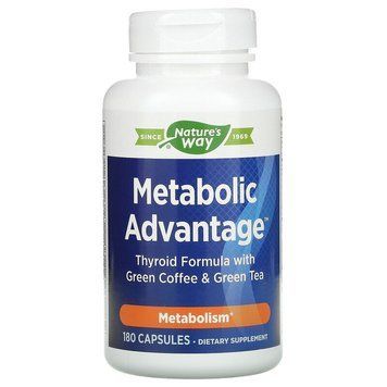 Nature's Way, Metabolic Advantage, добавка для щитовидной железы с зеленым кофе и зеленым чаем, обмен веществ, 180 капсул (EMT-04350), фото