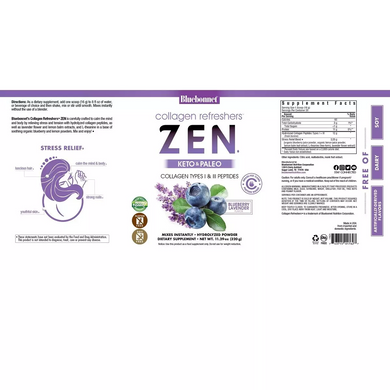 Коллаген, спокойствие и гармония, вкус черники и лаванды, Collagen Refreshers ZEN Type I & III, Bluebonnet Nutrition, порошок 320 гр (BLB-01762), фото