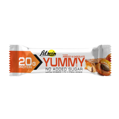 FitWin, YummY Bar, Высокобелковый протеиновый батончик, без сахара, абрикос и шоколад, 36,6%, 12 штук по 55 г (FTW-23102), фото