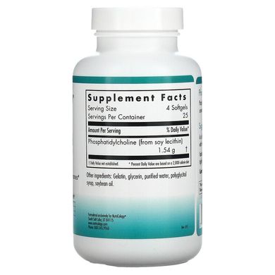 Nutricology, Фосфатидилхолин, 1540 мг, 100 мягких желатиновых капсул (ARG-52240), фото