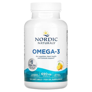 Nordic Naturals, Омега-3, лимон, 690 мг, 120 капсул (NOR-02760), фото