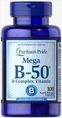 Вітаміни В-50 комплекс, Vitamin B-50 Complex, Puritan's Pride, 100 капсул (PTP-15920), фото